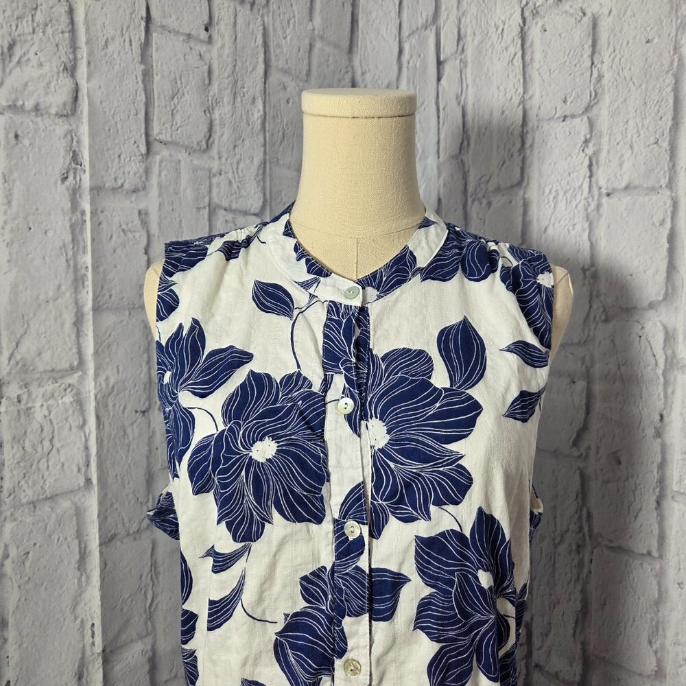 Draper James Extra Large Blue White Floral Cotton Sleeveless Summer Midi Dress - Picture 2 of 11